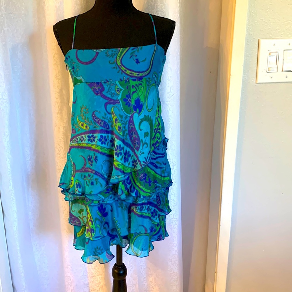 ZARA SILK RUFFLE DRESS Sz:M